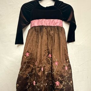 Jona Michelle Girls Velvet Floral Dress Wedding Special Occasion Sz 6